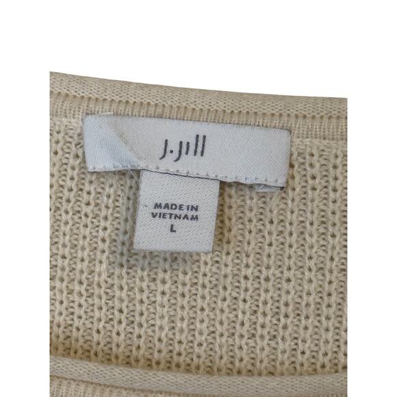 Not For Sale J.Jill Sweater Women Large Cream Faux Fur Trim Minimalist Tunic - Picture 5 of 8